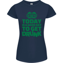 Good Day to Get Drunk St. Patrick's Day Womens Petite Cut T-Shirt Navy Blue