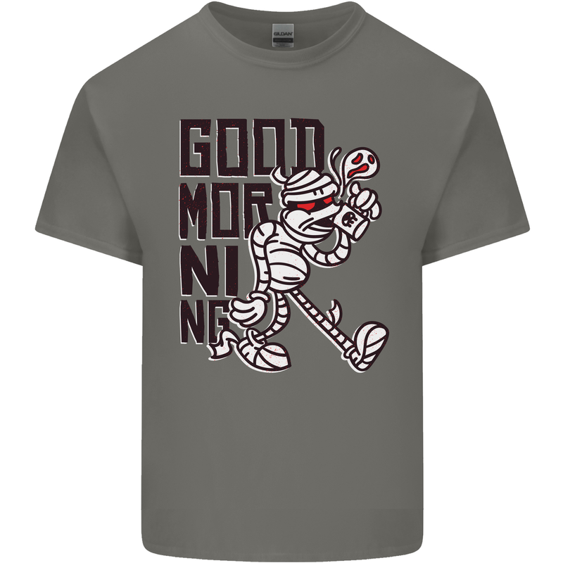 Good Morning Mummy Coffee Halloween Kids T-Shirt Childrens Charcoal