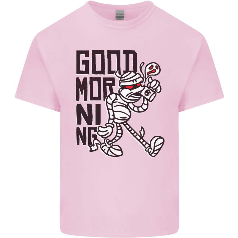 Good Morning Mummy Coffee Halloween Kids T-Shirt Childrens Light Pink