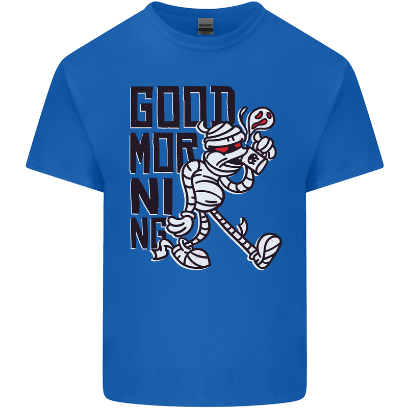 Good Morning Mummy Coffee Halloween Kids T-Shirt Childrens Royal Blue