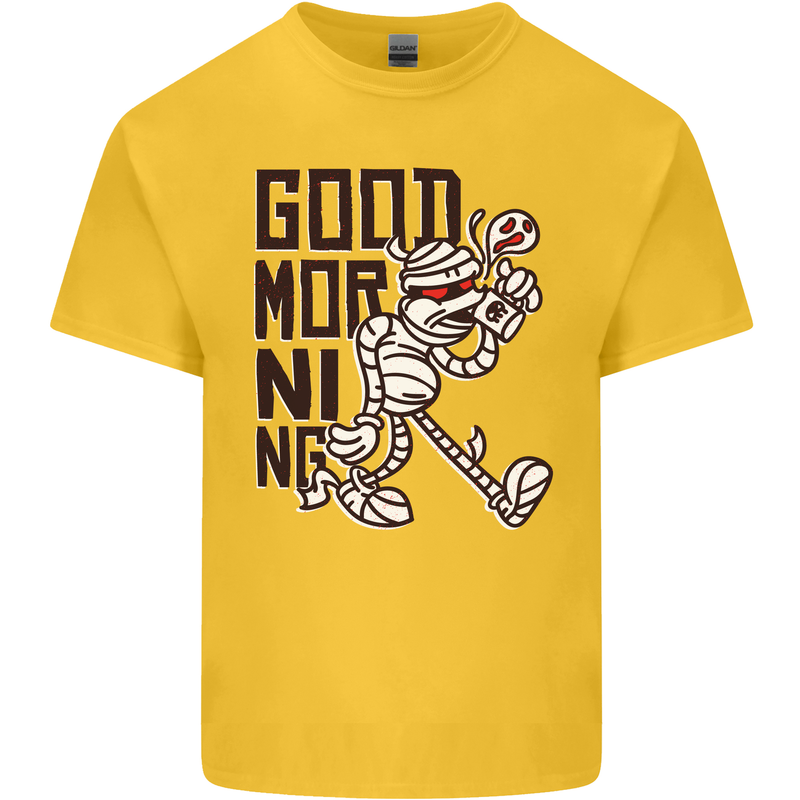 Good Morning Mummy Coffee Halloween Kids T-Shirt Childrens Yellow