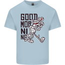 Good Morning Mummy Coffee Halloween Mens Cotton T-Shirt Tee Top Light Blue