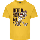 Good Morning Mummy Coffee Halloween Mens Cotton T-Shirt Tee Top Yellow
