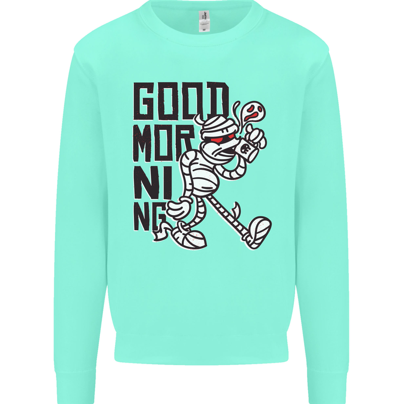 Good Morning Mummy Coffee Halloween Mens Sweatshirt Jumper Peppermint