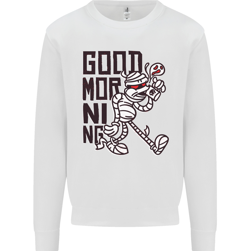 Good Morning Mummy Coffee Halloween Mens Sweatshirt Jumper White