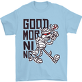 Good Morning Mummy Coffee Halloween Mens T-Shirt 100% Cotton Light Blue