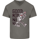 Good Morning Mummy Coffee Halloween Mens V-Neck Cotton T-Shirt Charcoal