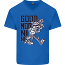 Good Morning Mummy Coffee Halloween Mens V-Neck Cotton T-Shirt Royal Blue