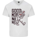 Good Morning Mummy Coffee Halloween Mens V-Neck Cotton T-Shirt White