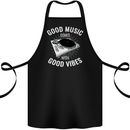 Good Music Vibes DJ Decks Vinyl Turntable Cotton Apron 100% Organic Black