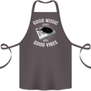Good Music Vibes DJ Decks Vinyl Turntable Cotton Apron 100% Organic Dark Grey
