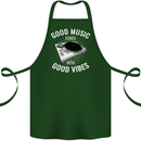 Good Music Vibes DJ Decks Vinyl Turntable Cotton Apron 100% Organic Forest Green