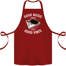 Good Music Vibes DJ Decks Vinyl Turntable Cotton Apron 100% Organic Maroon