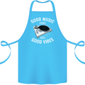 Good Music Vibes DJ Decks Vinyl Turntable Cotton Apron 100% Organic Turquoise