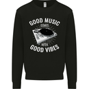 Good Music Vibes DJ Decks Vinyl Turntable Kids Sweatshirt Jumper Black