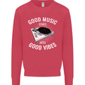 Good Music Vibes DJ Decks Vinyl Turntable Kids Sweatshirt Jumper Heliconia