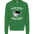 Good Music Vibes DJ Decks Vinyl Turntable Kids Sweatshirt Jumper Irish Green
