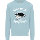 Good Music Vibes DJ Decks Vinyl Turntable Kids Sweatshirt Jumper Light Blue