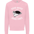 Good Music Vibes DJ Decks Vinyl Turntable Kids Sweatshirt Jumper Light Pink