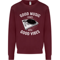 Good Music Vibes DJ Decks Vinyl Turntable Kids Sweatshirt Jumper Maroon