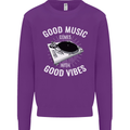Good Music Vibes DJ Decks Vinyl Turntable Kids Sweatshirt Jumper Purple
