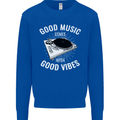 Good Music Vibes DJ Decks Vinyl Turntable Kids Sweatshirt Jumper Royal Blue
