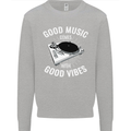 Good Music Vibes DJ Decks Vinyl Turntable Kids Sweatshirt Jumper Sports Grey