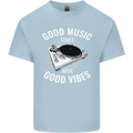Good Music Vibes DJ Decks Vinyl Turntable Kids T-Shirt Childrens Light Blue