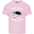 Good Music Vibes DJ Decks Vinyl Turntable Kids T-Shirt Childrens Light Pink