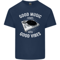 Good Music Vibes DJ Decks Vinyl Turntable Kids T-Shirt Childrens Navy Blue