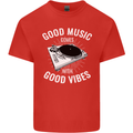 Good Music Vibes DJ Decks Vinyl Turntable Kids T-Shirt Childrens Red