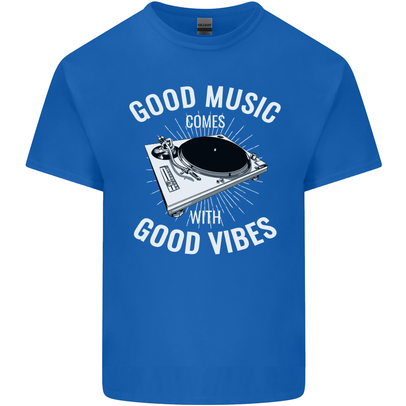 Good Music Vibes DJ Decks Vinyl Turntable Kids T-Shirt Childrens Royal Blue