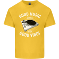 Good Music Vibes DJ Decks Vinyl Turntable Kids T-Shirt Childrens Yellow