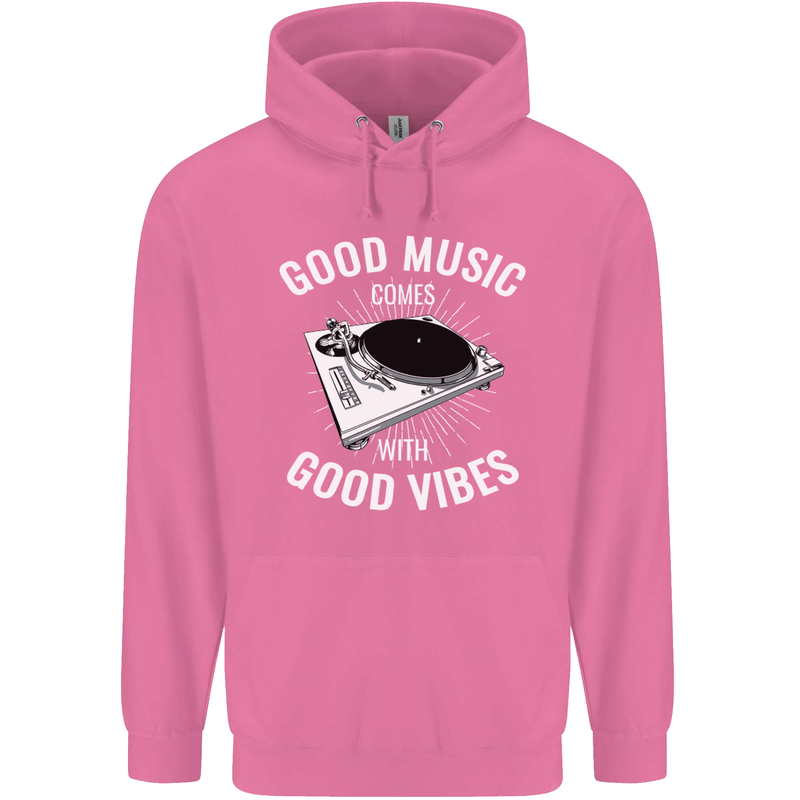 Good Music Vibes DJ Decks Vinyl Turntable Mens 80% Cotton Hoodie Azelea