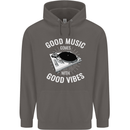 Good Music Vibes DJ Decks Vinyl Turntable Mens 80% Cotton Hoodie Charcoal