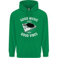 Good Music Vibes DJ Decks Vinyl Turntable Mens 80% Cotton Hoodie Irish Green