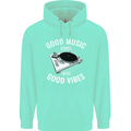 Good Music Vibes DJ Decks Vinyl Turntable Mens 80% Cotton Hoodie Peppermint