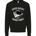 Good Music Vibes DJ Decks Vinyl Turntable Mens Sweatshirt Jumper Black