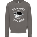 Good Music Vibes DJ Decks Vinyl Turntable Mens Sweatshirt Jumper Charcoal