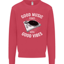 Good Music Vibes DJ Decks Vinyl Turntable Mens Sweatshirt Jumper Heliconia