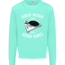 Good Music Vibes DJ Decks Vinyl Turntable Mens Sweatshirt Jumper Peppermint