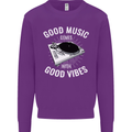 Good Music Vibes DJ Decks Vinyl Turntable Mens Sweatshirt Jumper Purple