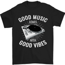 Good Music Vibes DJ Decks Vinyl Turntable Mens T-Shirt Cotton Gildan Black