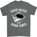 Good Music Vibes DJ Decks Vinyl Turntable Mens T-Shirt Cotton Gildan Charcoal