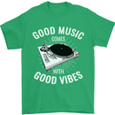 Good Music Vibes DJ Decks Vinyl Turntable Mens T-Shirt Cotton Gildan Irish Green