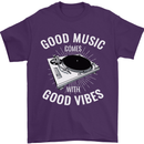 Good Music Vibes DJ Decks Vinyl Turntable Mens T-Shirt Cotton Gildan Purple