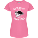 Good Music Vibes DJ Decks Vinyl Turntable Womens Petite Cut T-Shirt Azalea