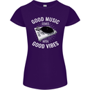 Good Music Vibes DJ Decks Vinyl Turntable Womens Petite Cut T-Shirt Purple