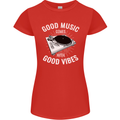 Good Music Vibes DJ Decks Vinyl Turntable Womens Petite Cut T-Shirt Red