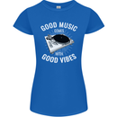 Good Music Vibes DJ Decks Vinyl Turntable Womens Petite Cut T-Shirt Royal Blue